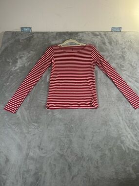 Brandy Melville Red and White Striped Long Sleeve Tee